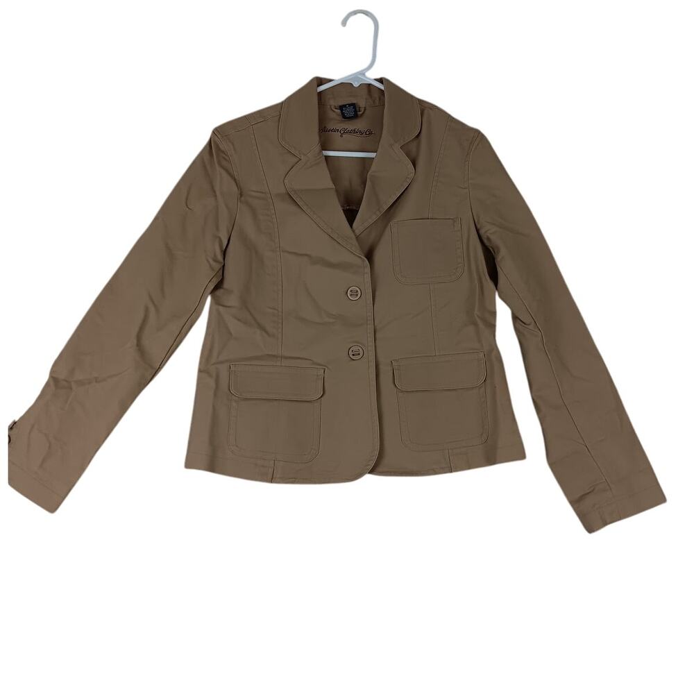 Austin Clothing Co. Twill Blazer Womens Medium Sand Brown‎ Cropped Preppy